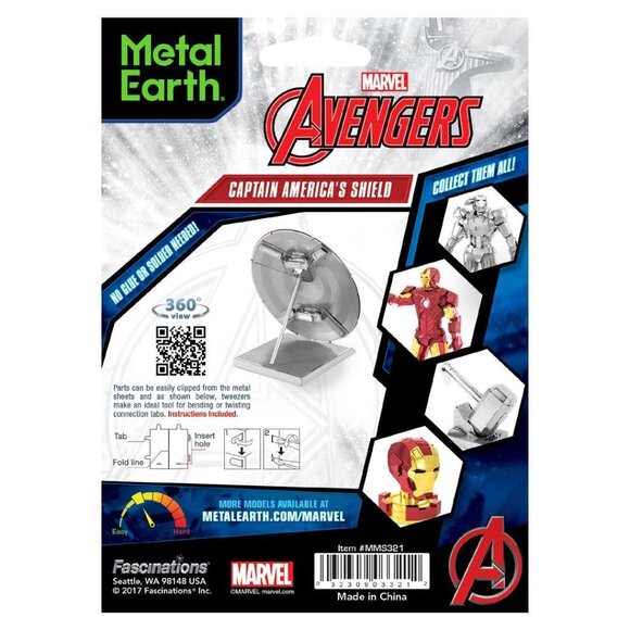 Fascinations Metal Earth Marvel Comics Captain America shield Model Kit Steel Mo - Picture 2 of 3